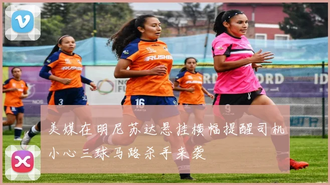 美媒在明尼苏达悬挂横幅提醒司机小心三球马路杀手来袭